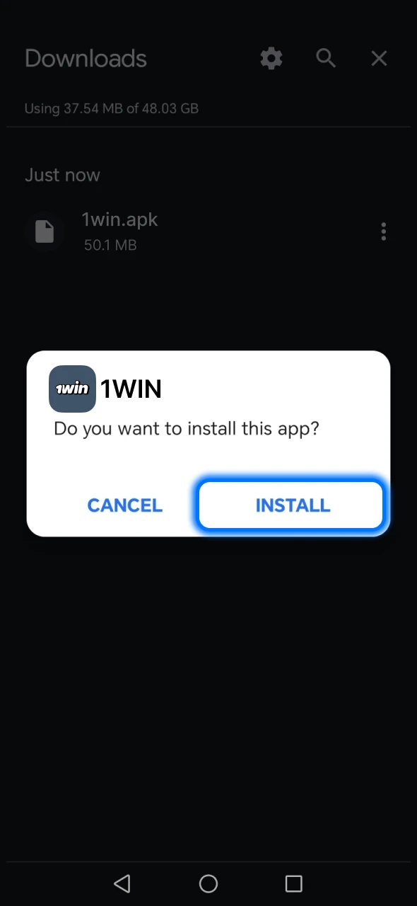 Install 1Win official application and open it.