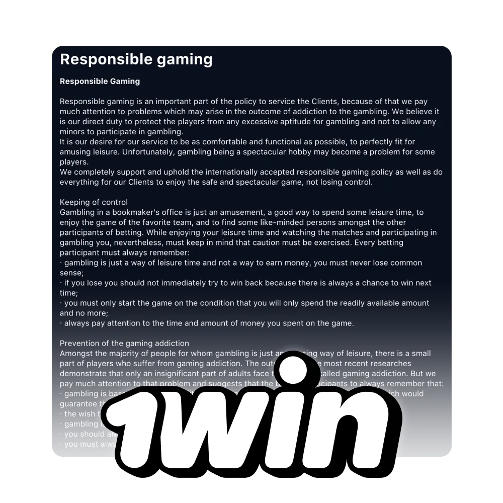 1Win responsible gaming means knowing your limits.