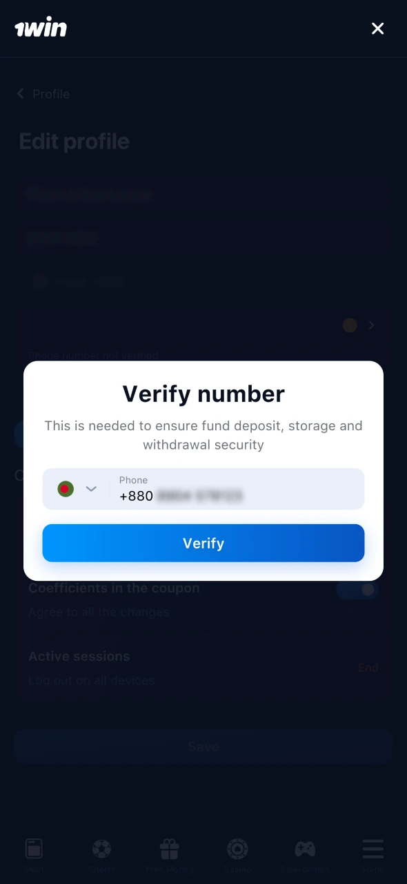 Do 1Win verification to withdraw your winnings.