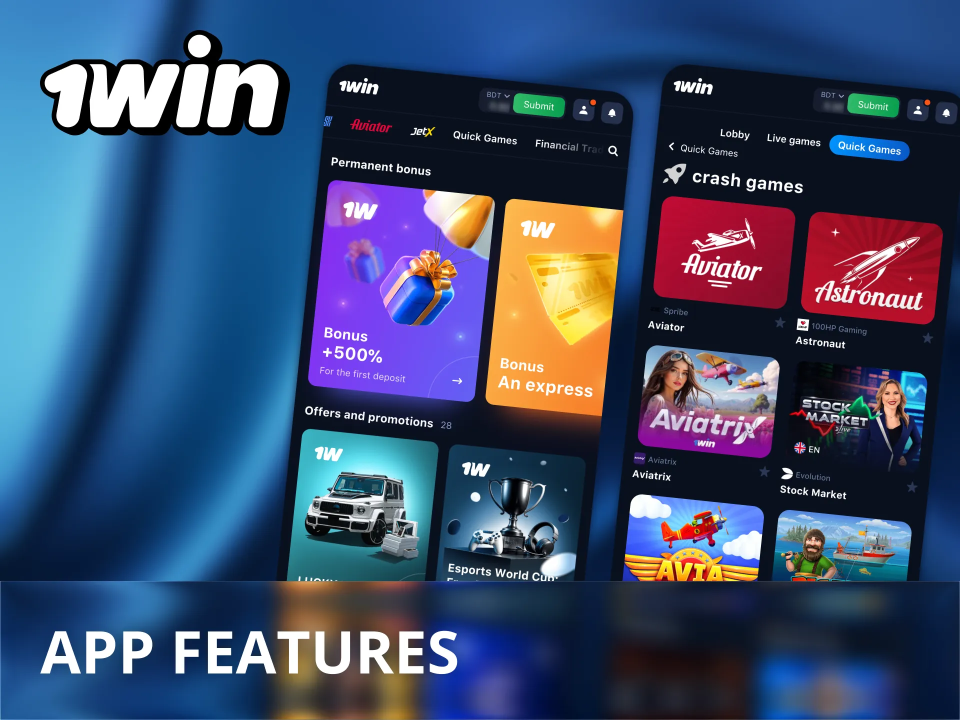 Get on-the-go gaming experience with 1Win app.