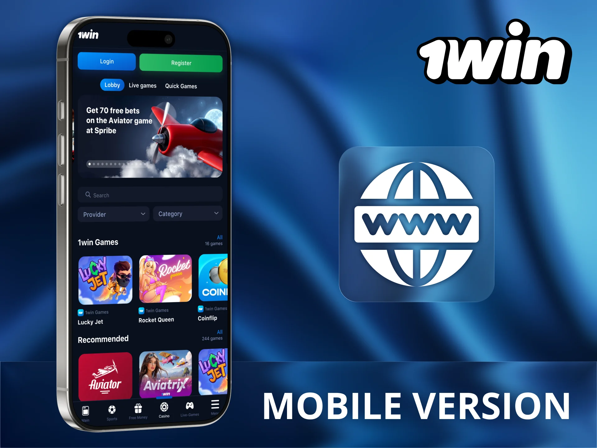 Enjoy 1Win through the mobile version of the site.