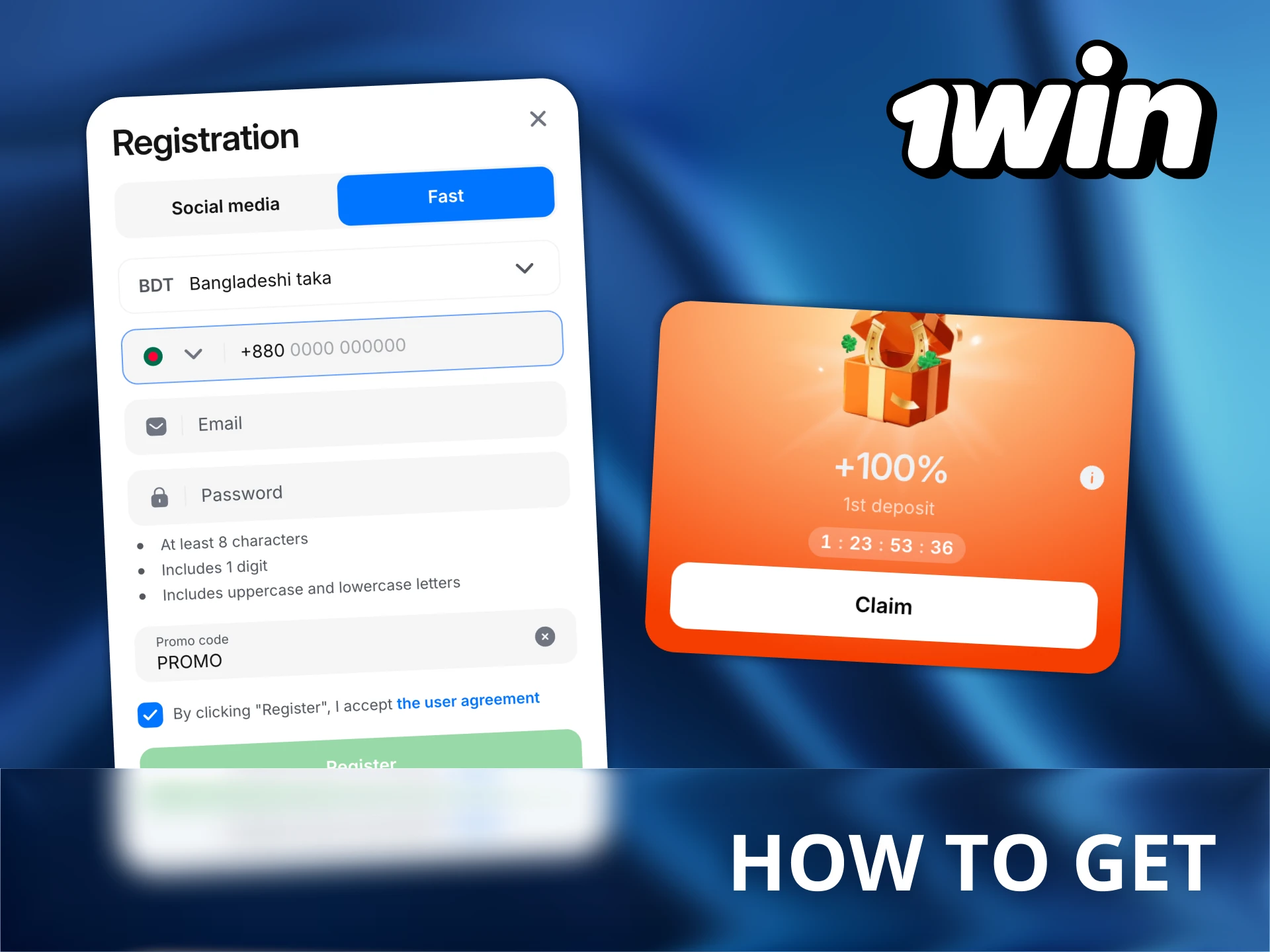 Follow the steps and get 1Win bonuses automatically.