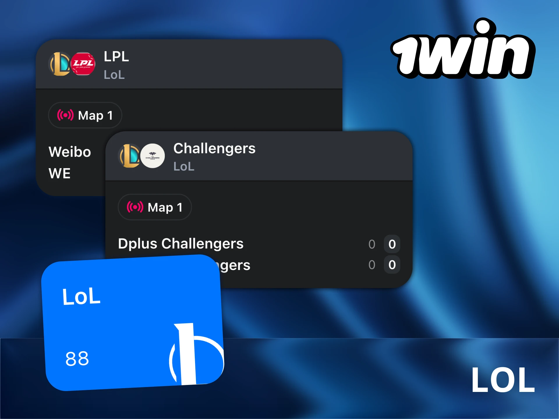 Explore League of Legends tournaments for 1Win betting.