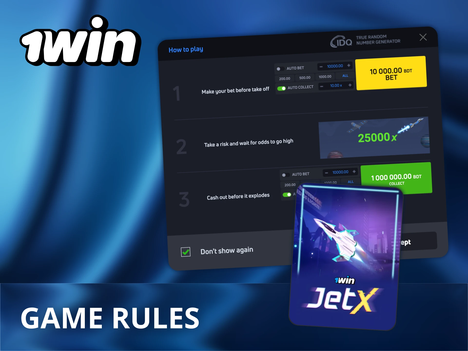 Learn the rules before you start playing 1Win JetX.