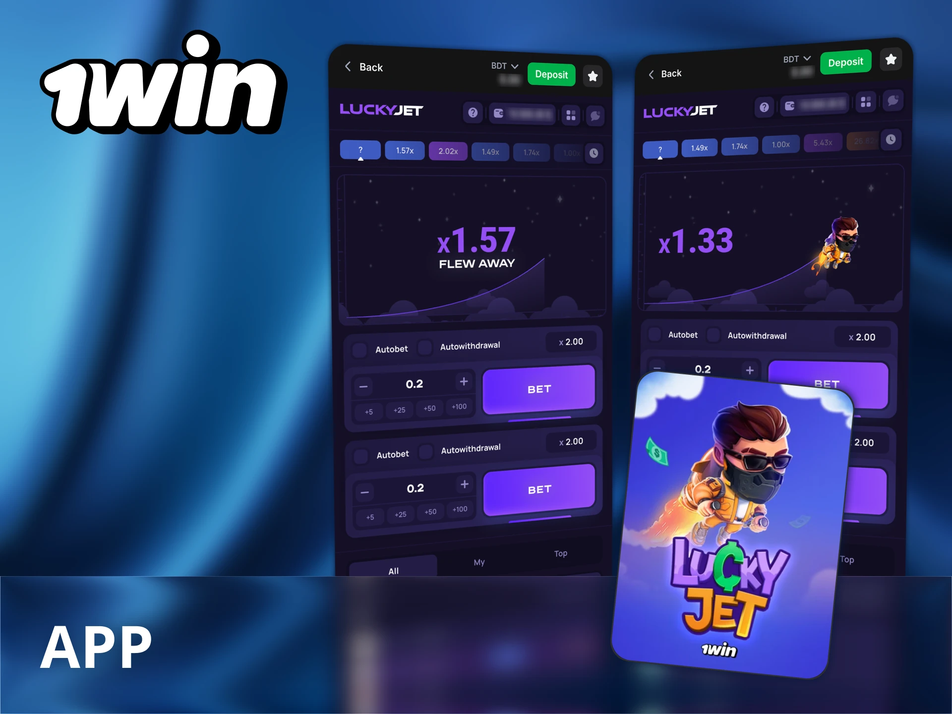 Play Lucky Jet through the official 1Win casino app.