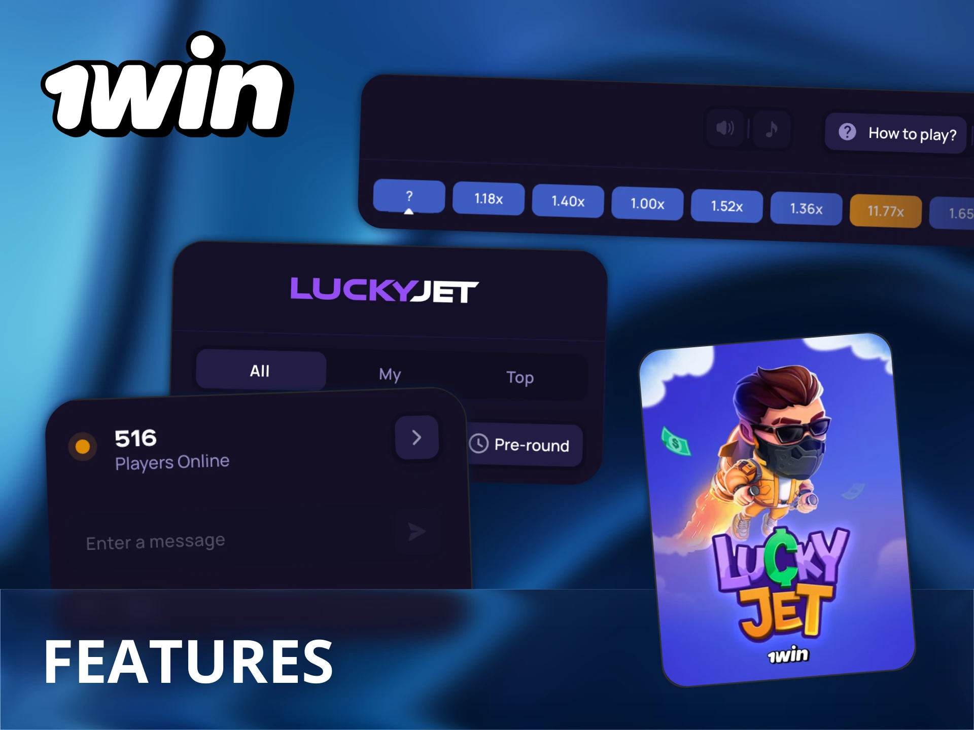 Features of Lucky Jet 1Win that keep you connected.