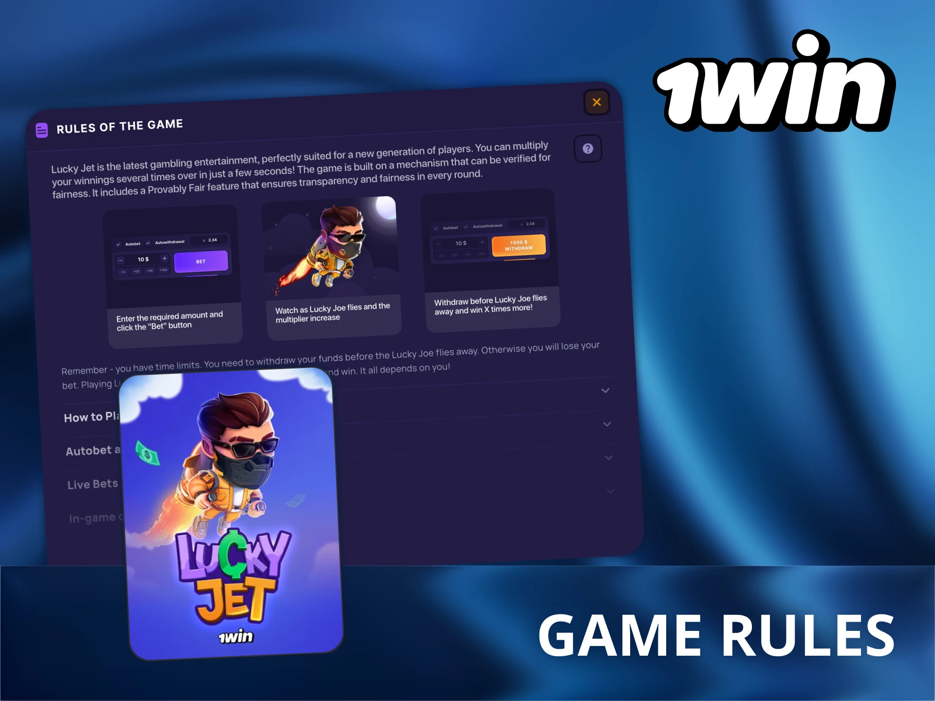 You can simply understand the rules of 1Win Lucky Jet.