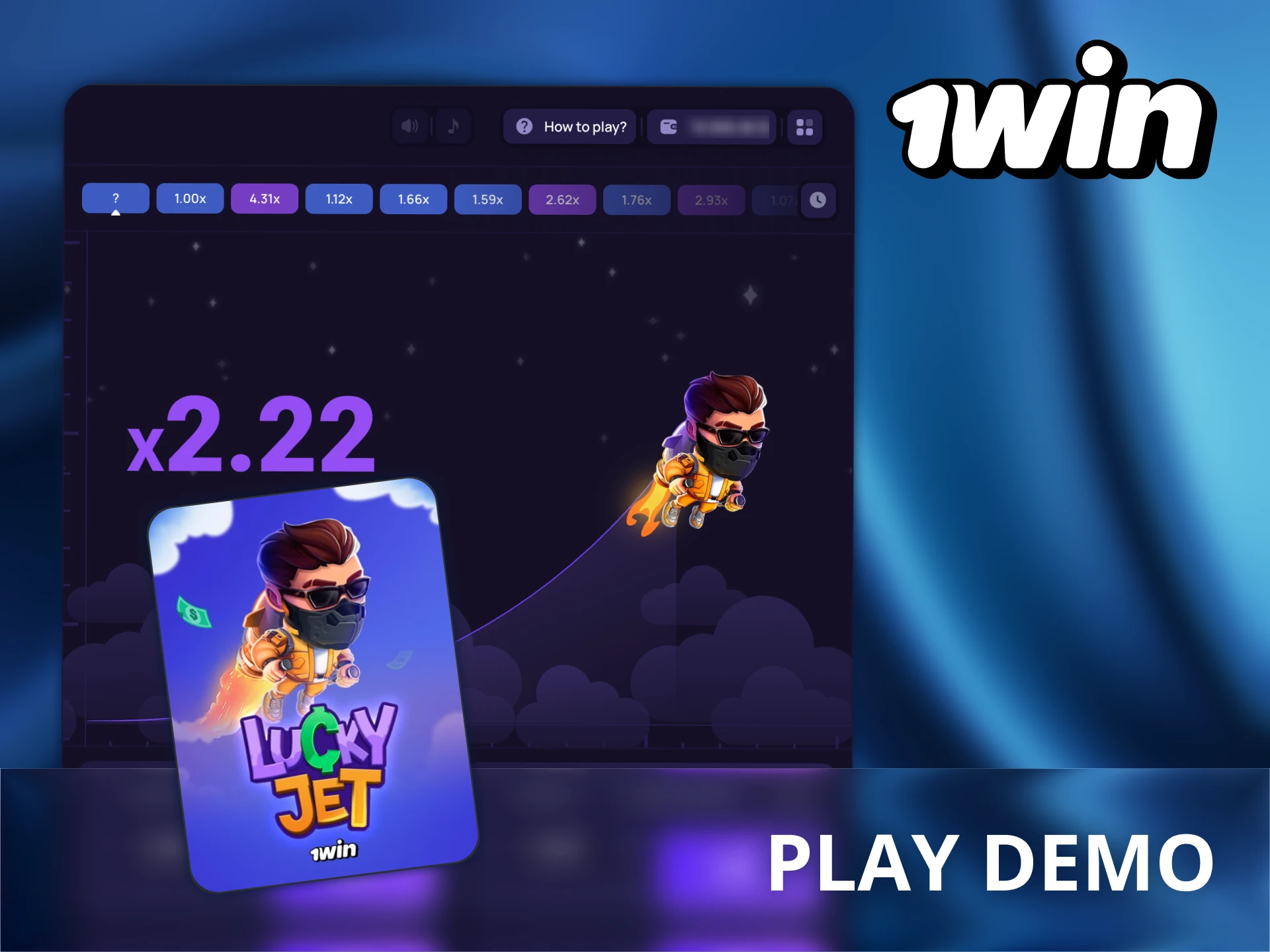 Explore Lucky Jet game without any financial risk at 1Win.