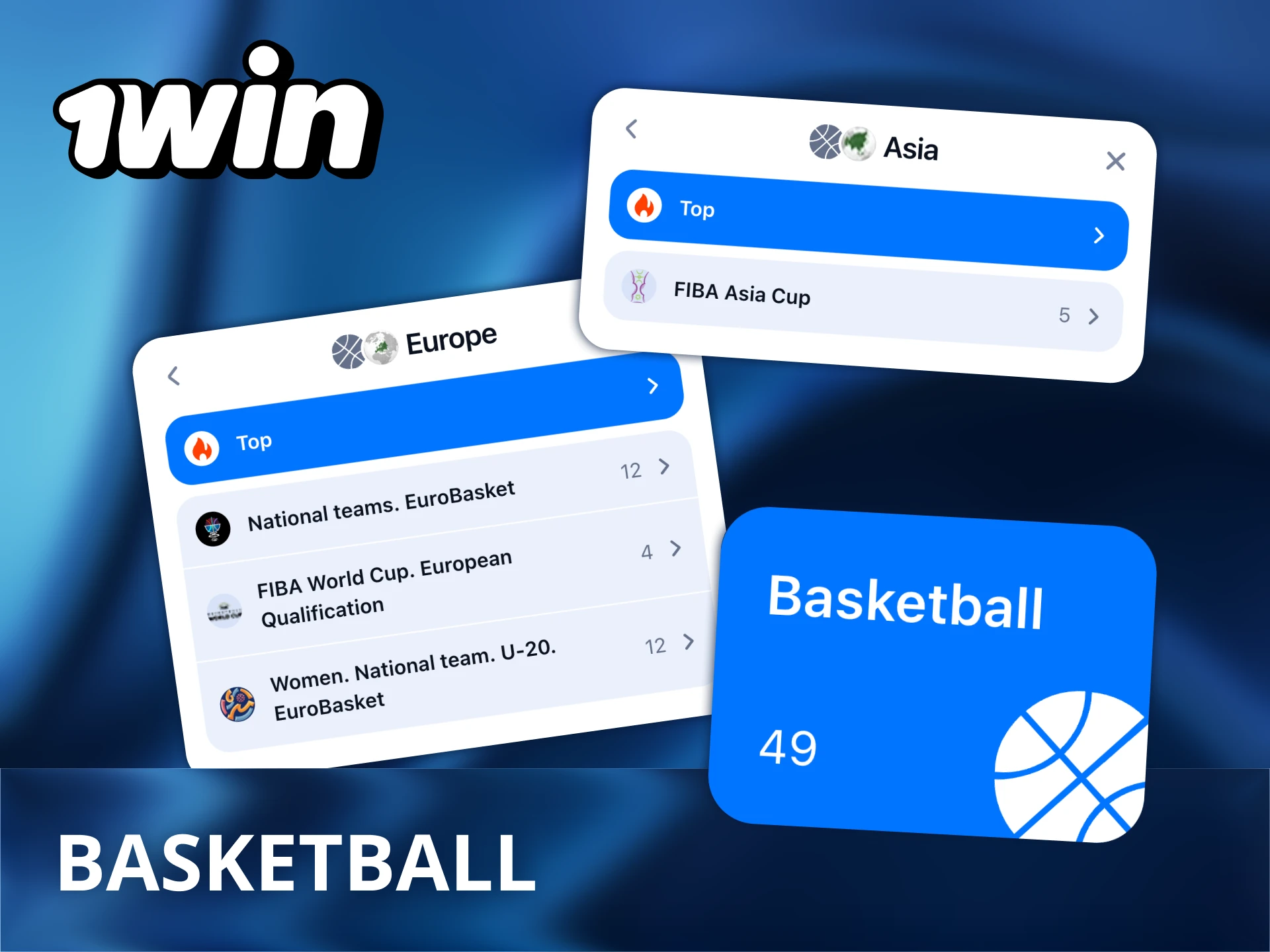 At 1Win you can bet on global basketball tournaments.