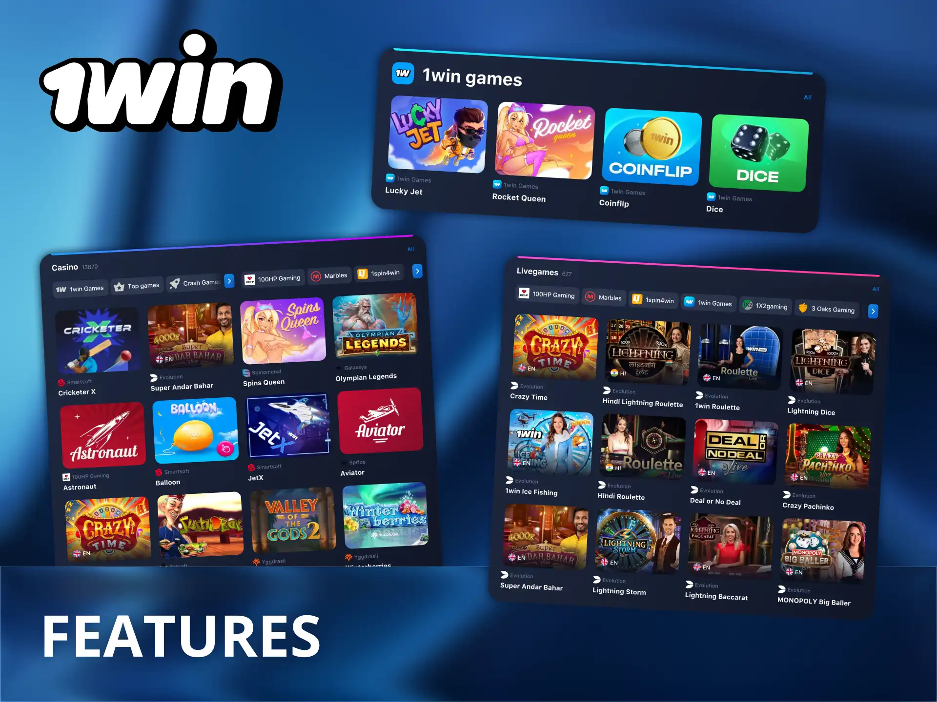Enjoy tools and features of 1Win official casino website.