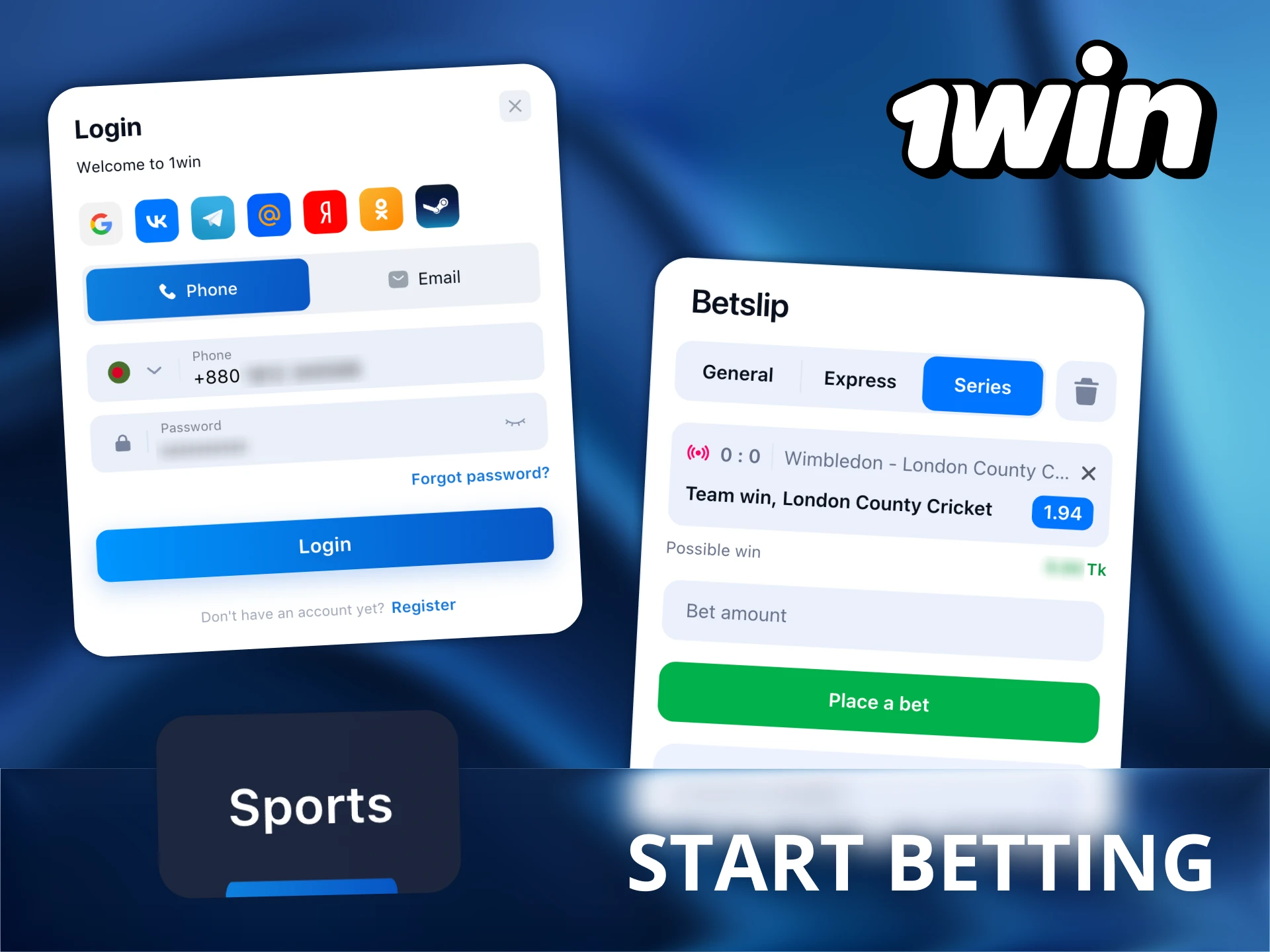 Placing your first 1Win live bet is easy.