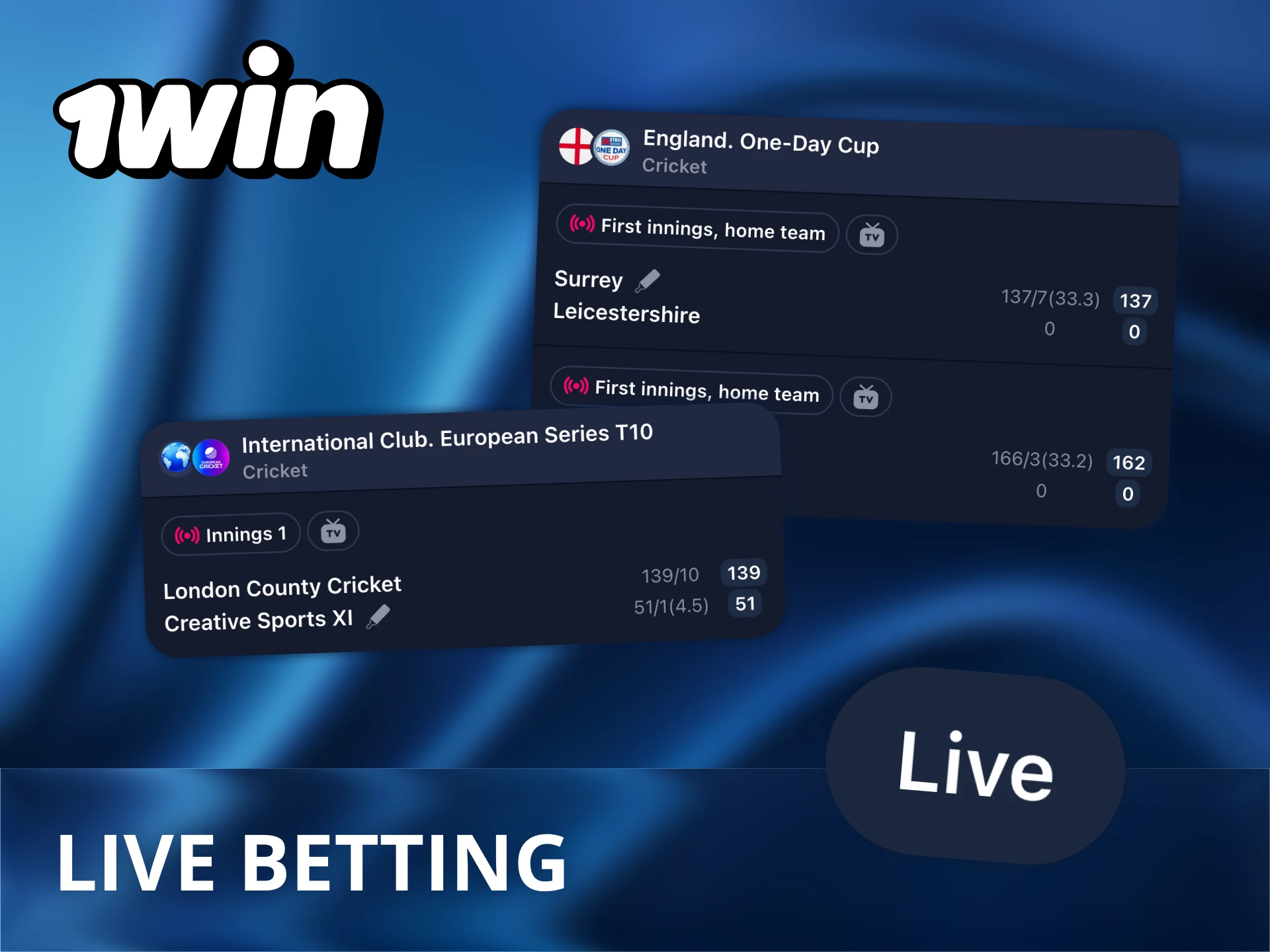 Get the power of live betting with 1Win website.
