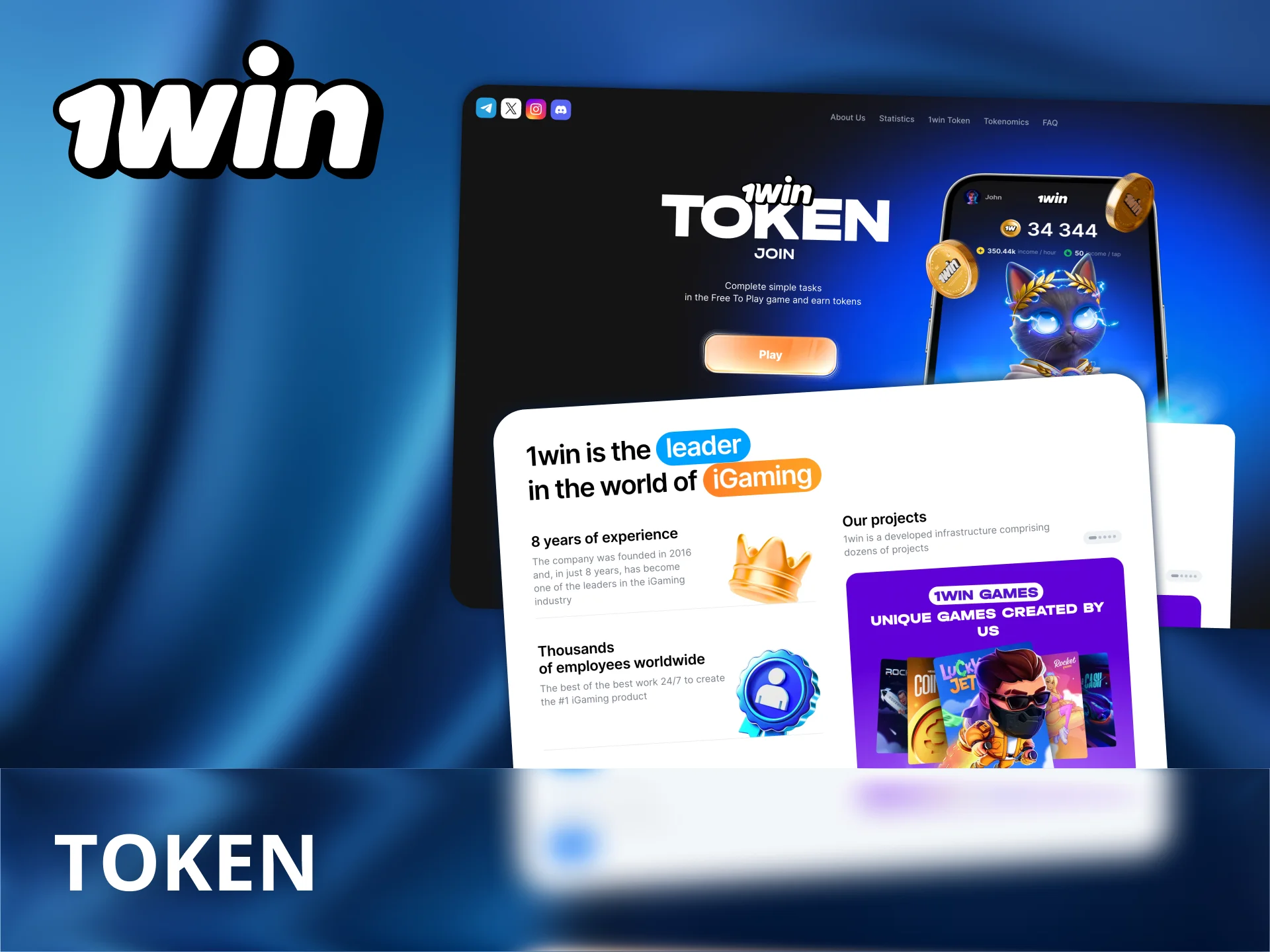 1Win Token is a native utility cryptocurrency.