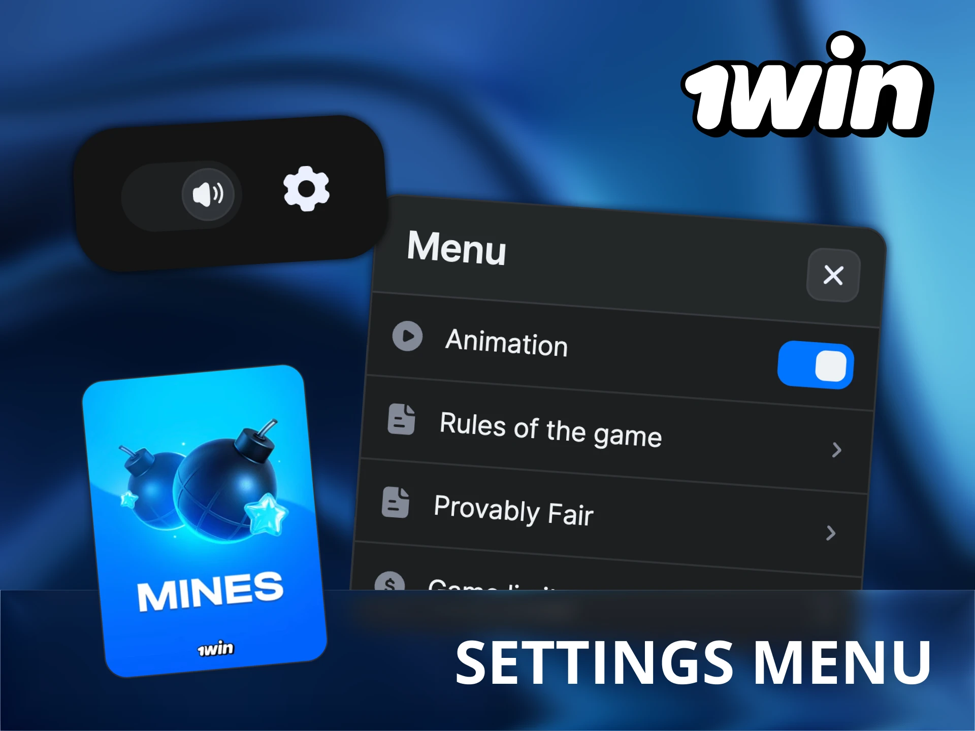 You can configure 1Win Mines game in the settings menu.