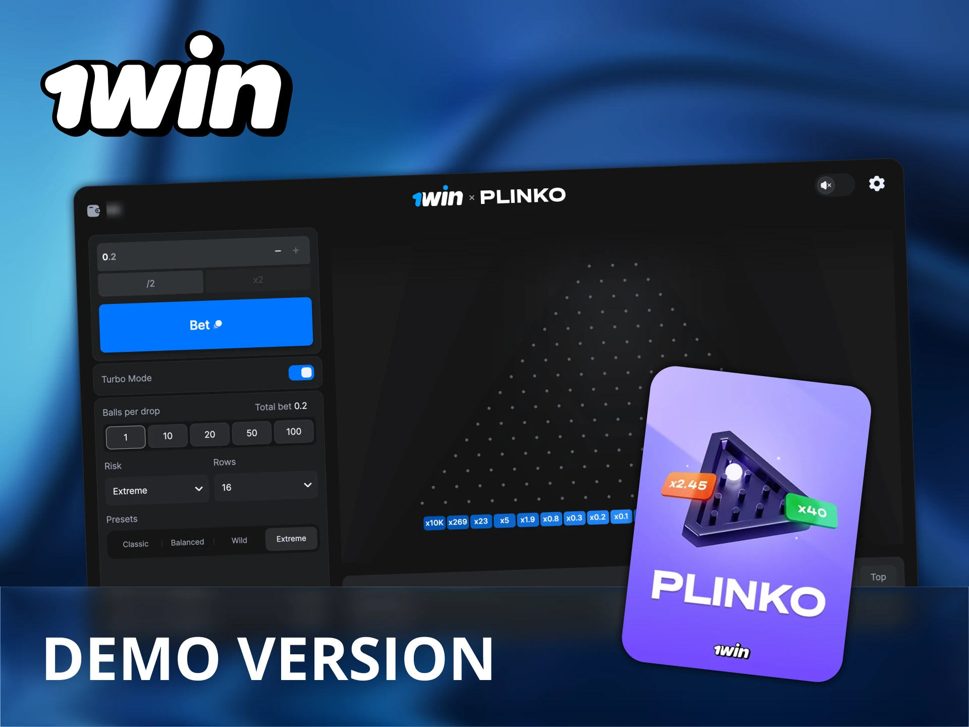 Try playing 1Win Plinko without risking any money.