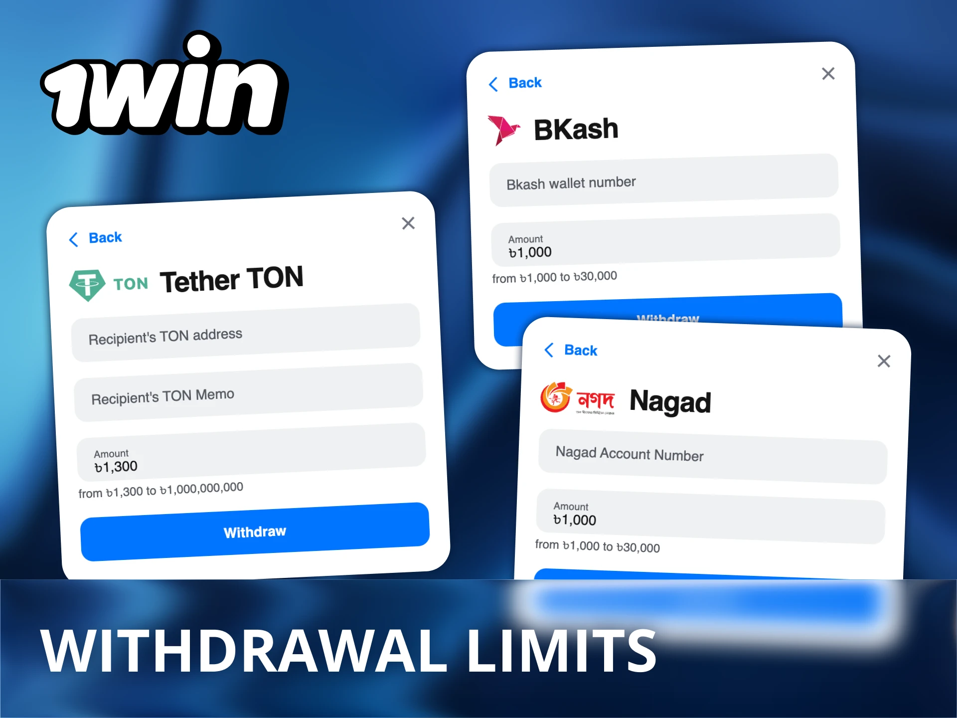 Check out 1Win minimum and maximum withdrawal limits.