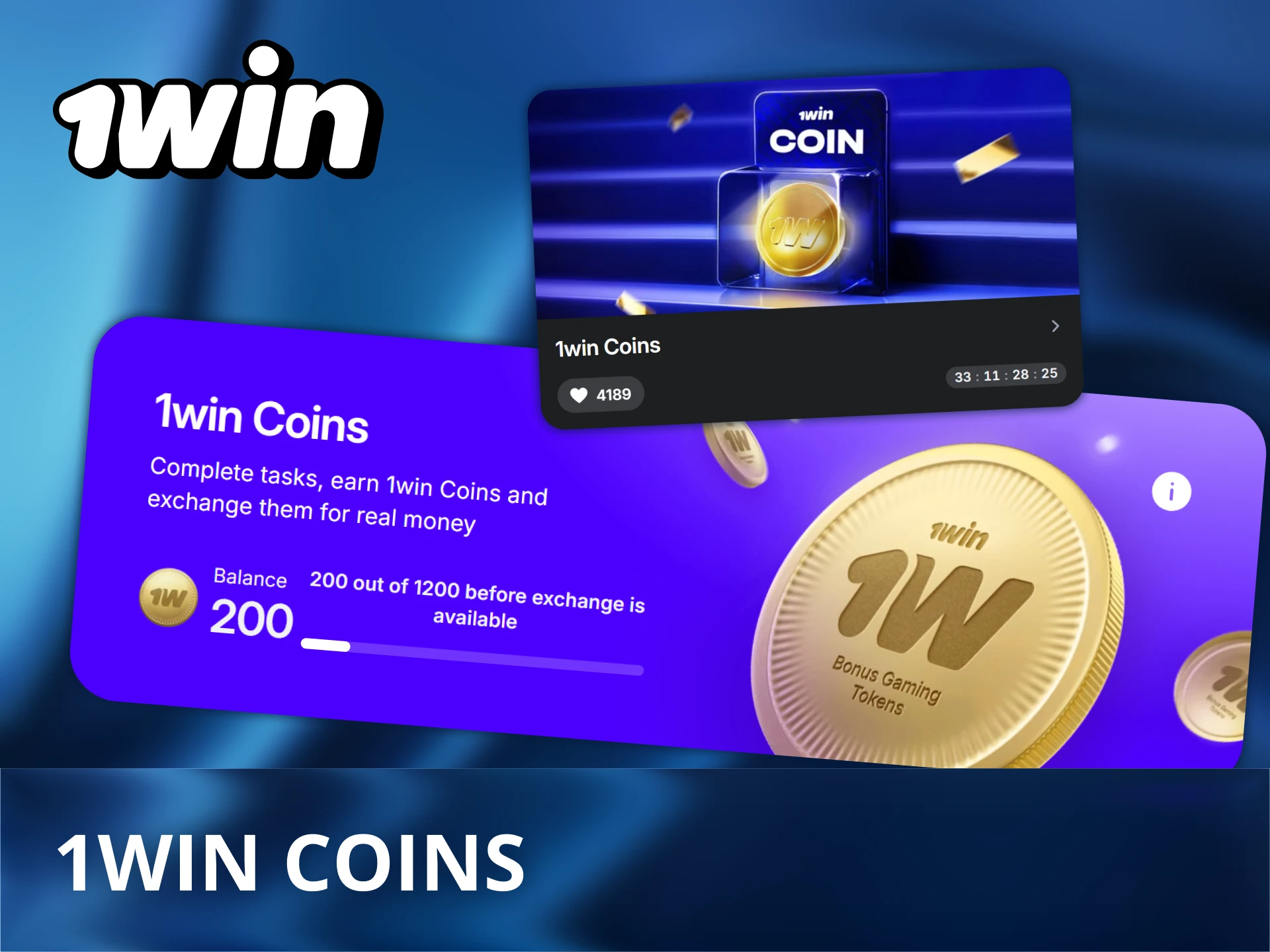 Collect loyalty coins for real-money bets in games, slots, and sports, then exchange your rewards for cash at 1Win.