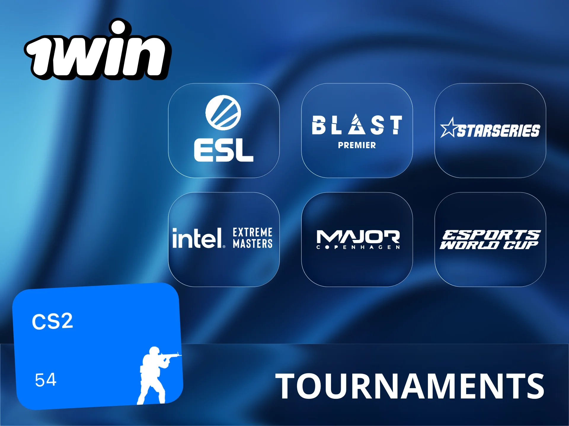 Bet on top CS2 tournaments at 1win and follow the biggest events.