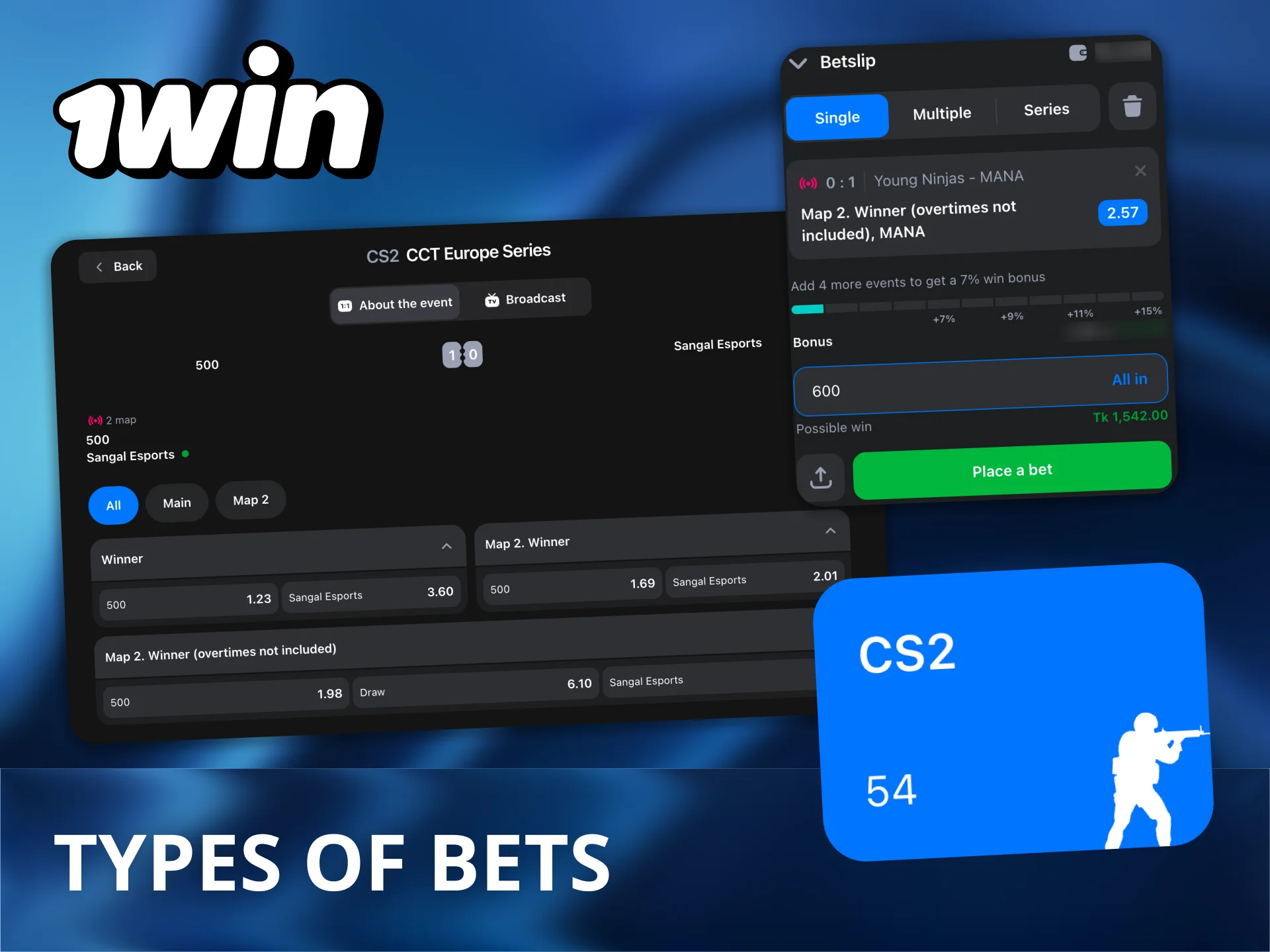 Open CS2 betting at 1win and try maps, rounds and live options.