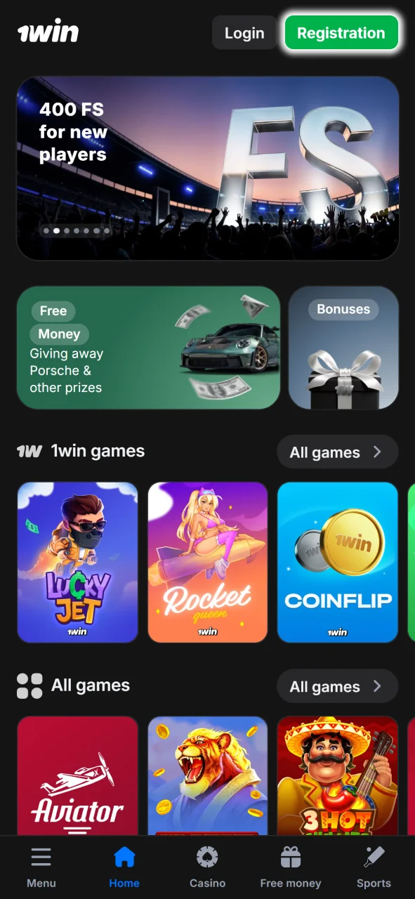 Visit the 1Win website, tap Sign Up, and create your account to start betting today.