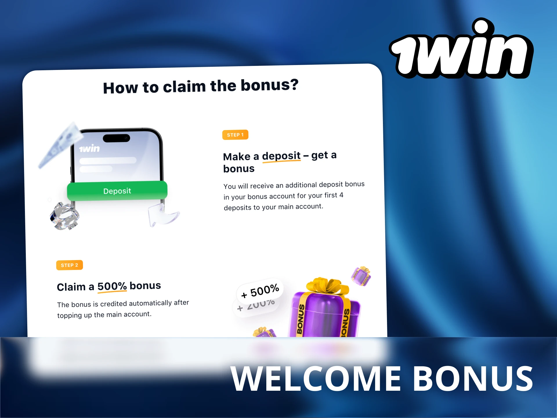 Learn how to claim 1Win welcome bonus after registration.