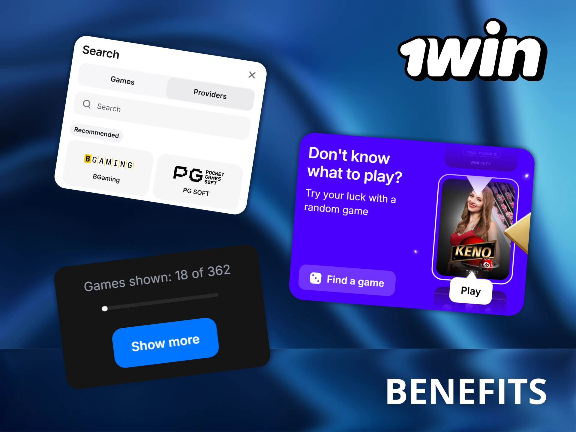 Find your perfect game using the smart search feature on the 1Win platform.