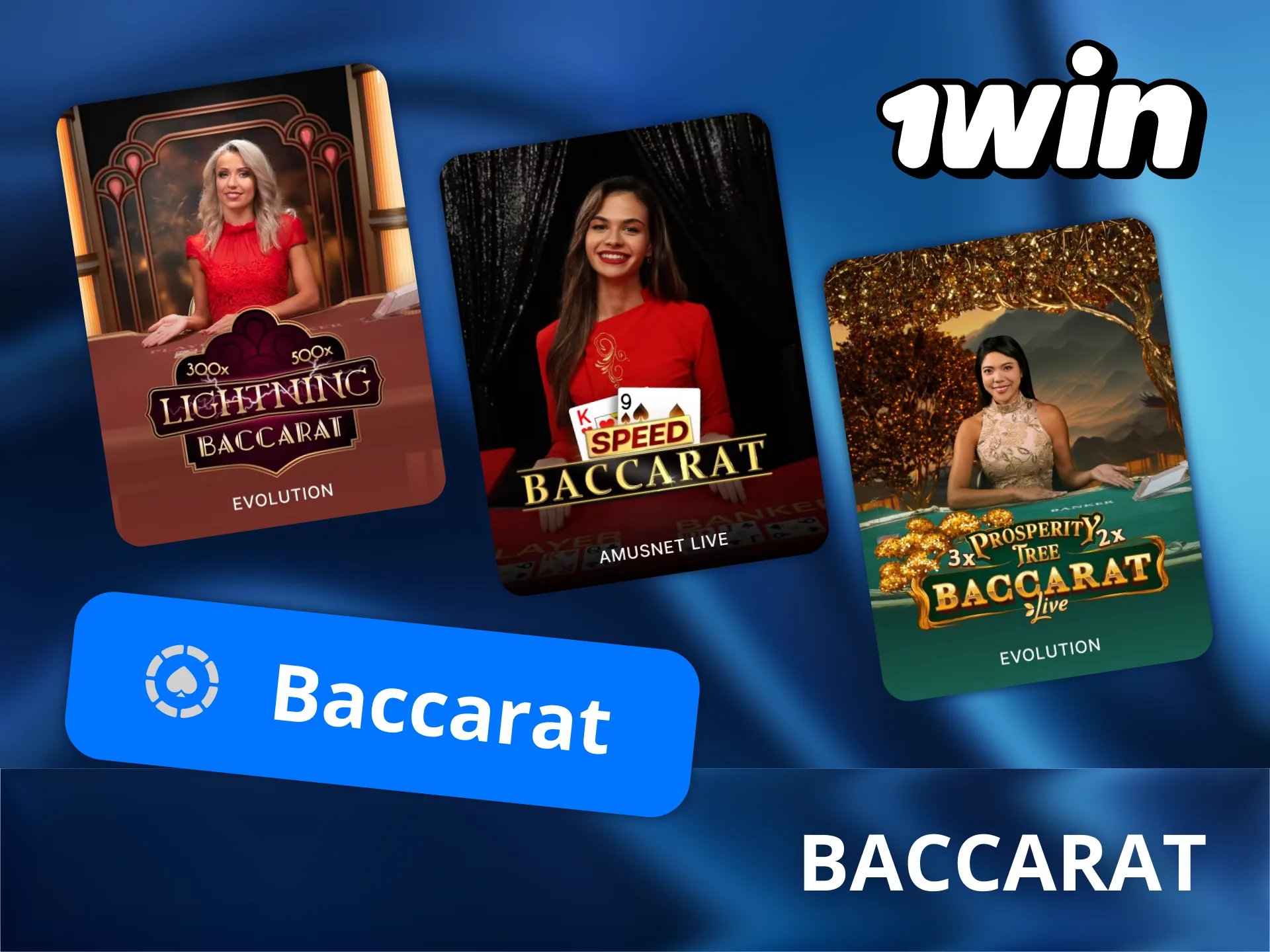 Place your bets on the banker or player in live baccarat at 1Win.