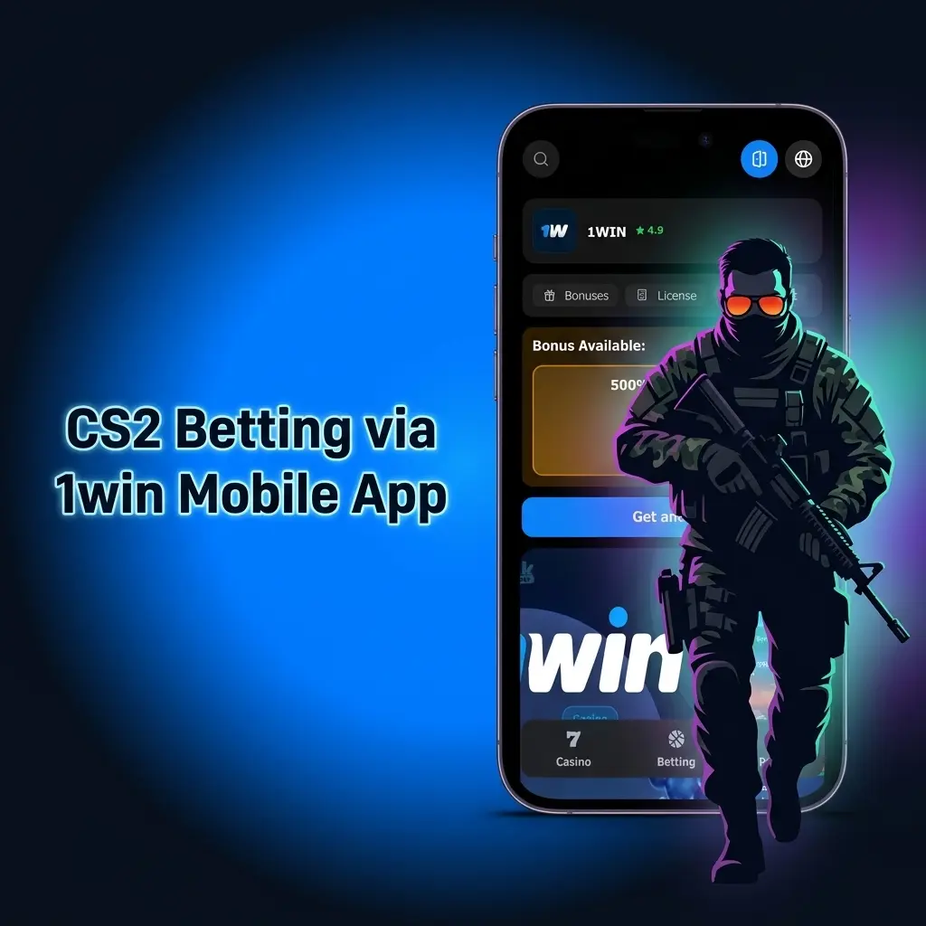 1win mobile app interface showing CS2 betting options with eSports section for Bangladesh users on Android and iOS