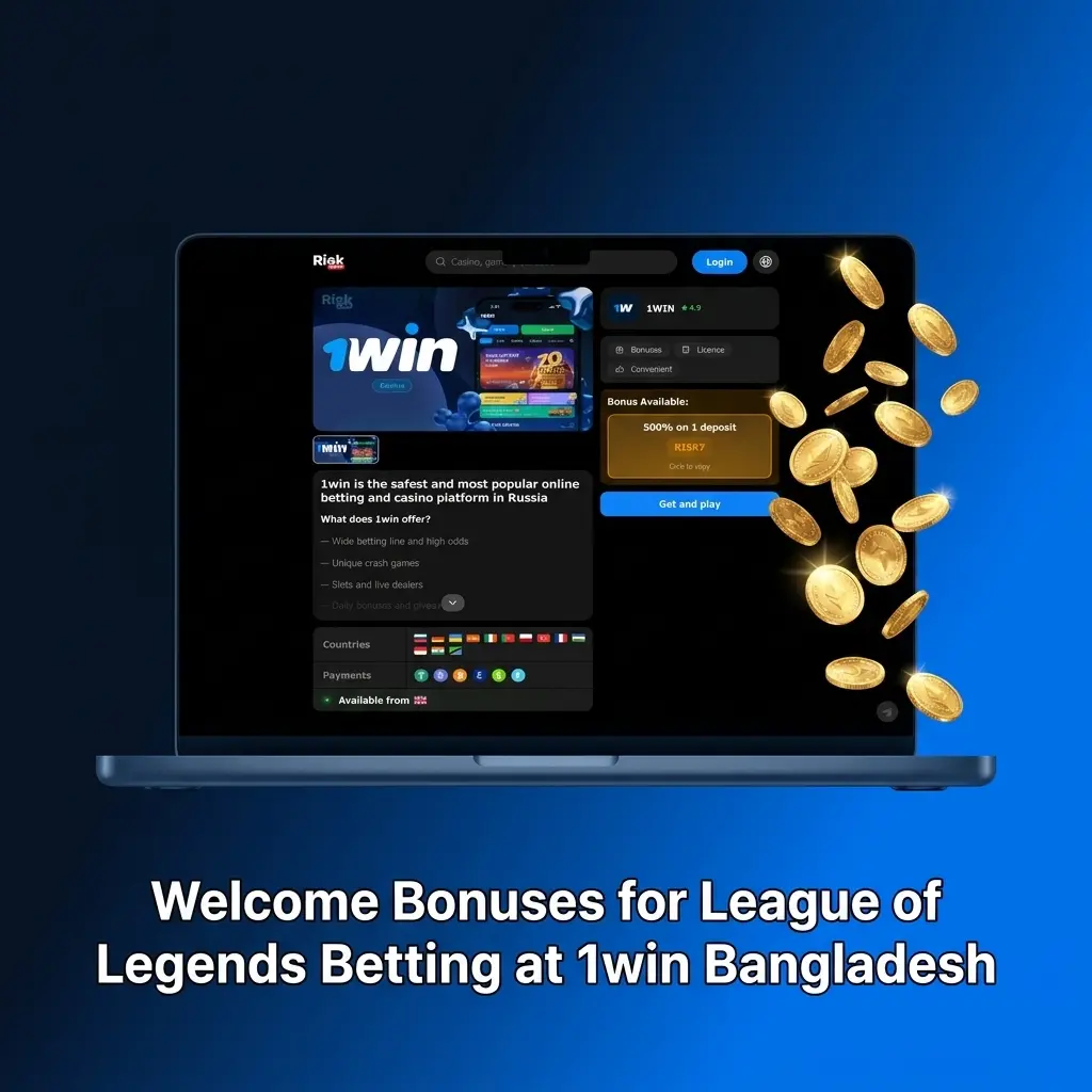 1win Bangladesh 500% welcome bonus for League of Legends betting, boosting first deposit from 1000 to 6000 BDT